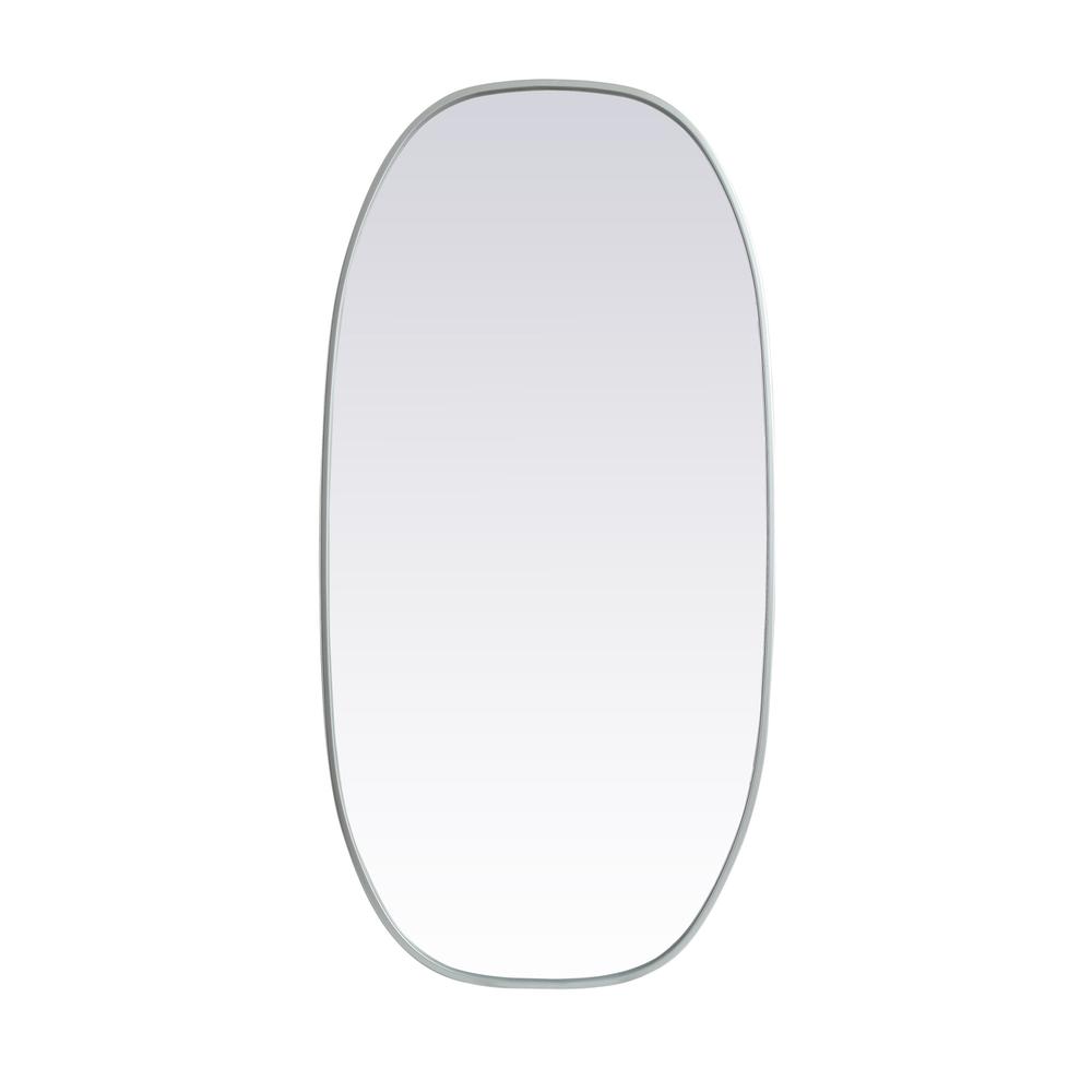 Metal Frame Oval Mirror 24x48 Inch in Silver. Picture 1