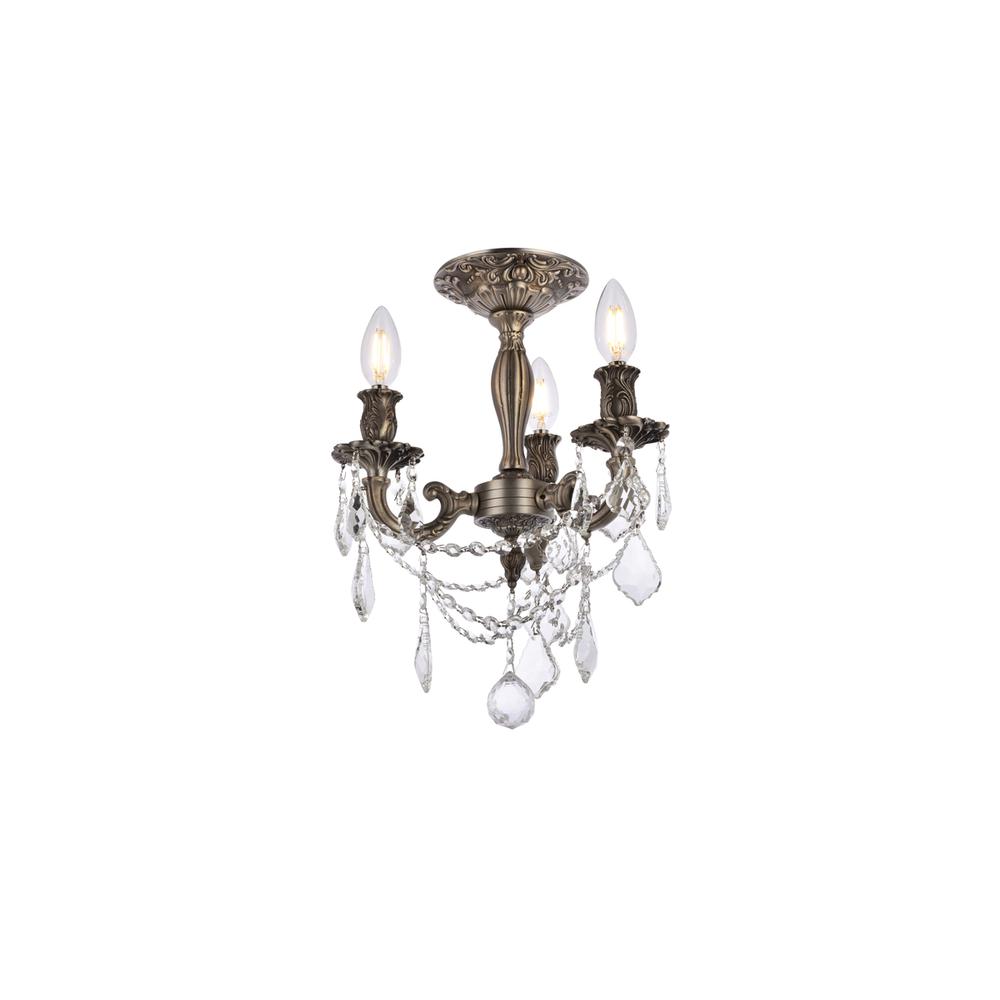 Rosalia 3 light Pewter Flush Mount Clear Royal Cut Crystal. Picture 2