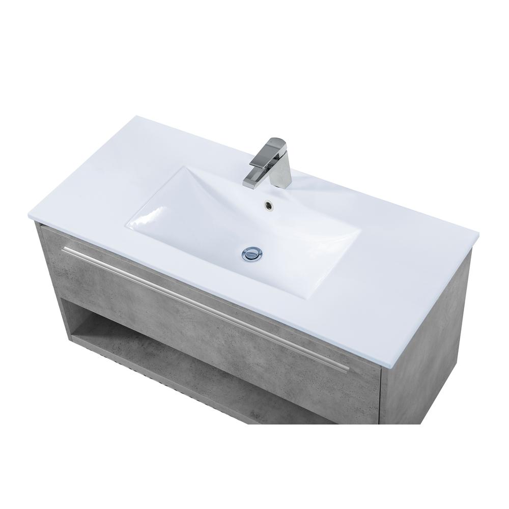 40 inch  Single Bathroom Floating Vanity in Concrete Grey. Picture 9