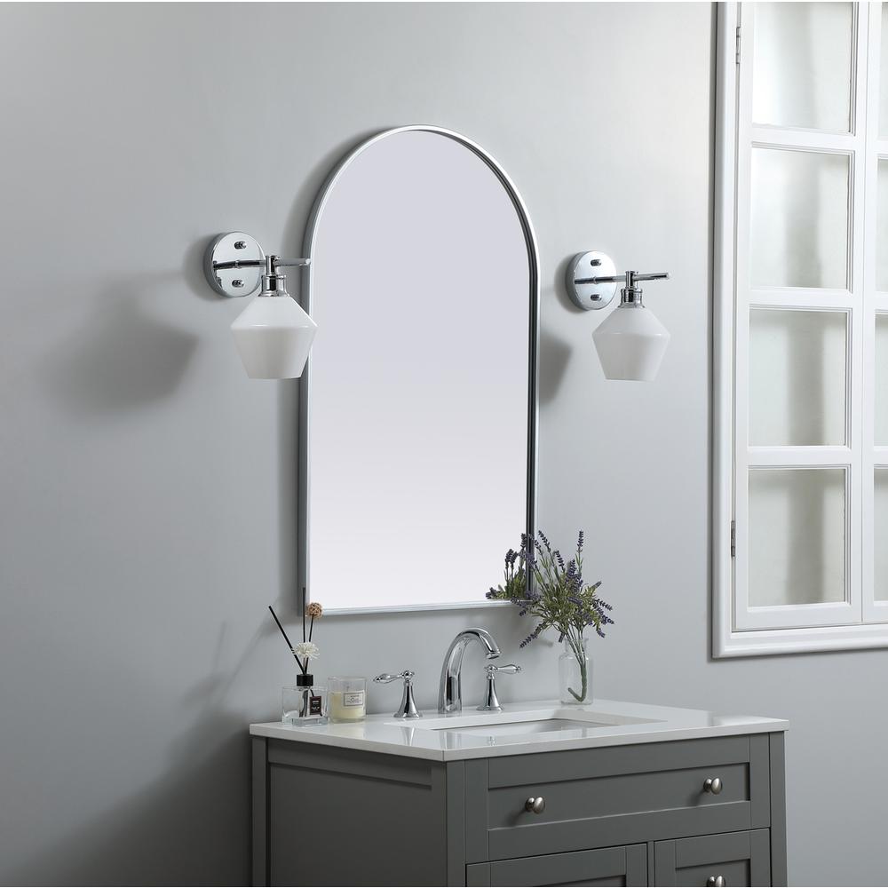 Metal Frame Arch Mirror 22x36 Inch in Silver. Picture 2