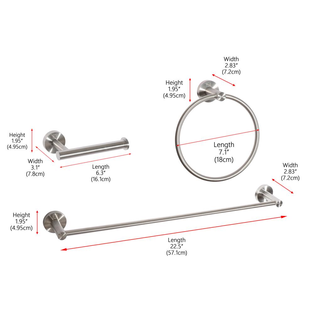 Alma 3-Piece Bathroom Hardware Set in Brushed Nickel. Picture 14