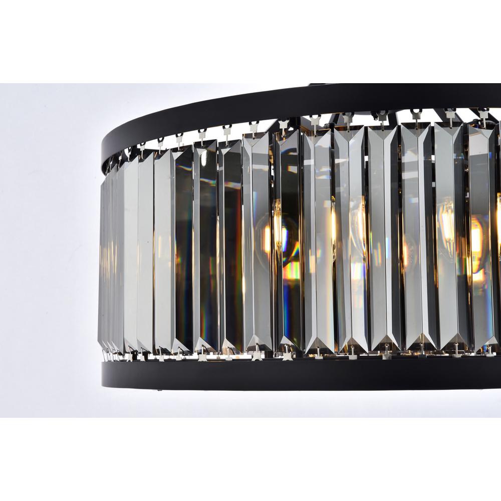 Chelsea 8 light Matte Black Chandelier Silver Shade (Grey) Royal Cut Crystal. Picture 5