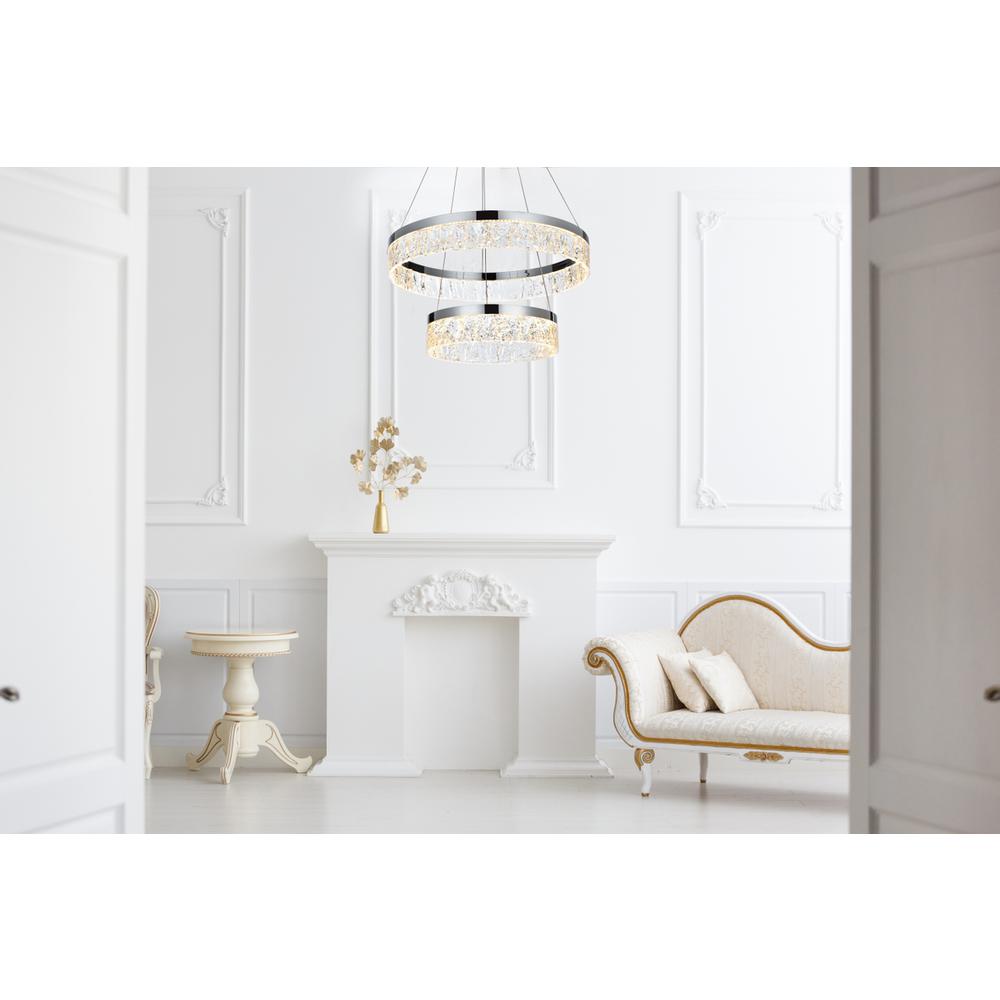 Linden 22 inch Adjustable LED chandelier in Chrome. Picture 9