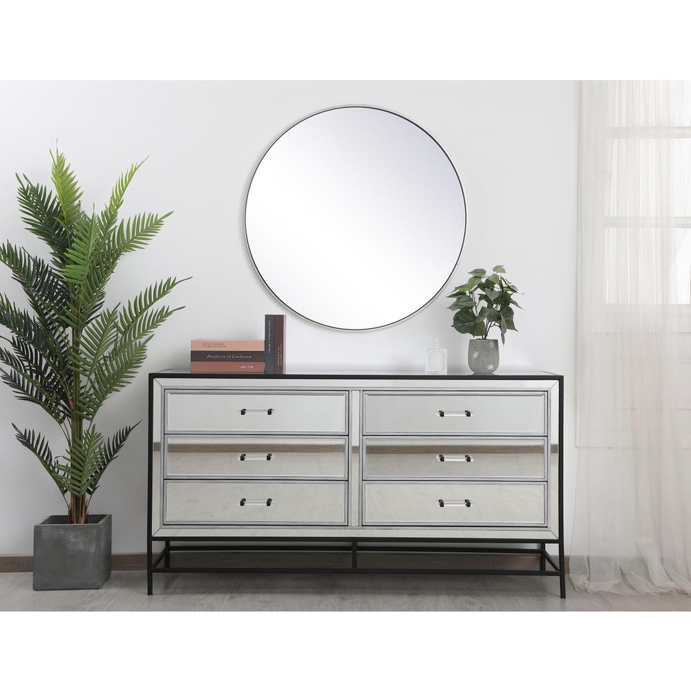60 inch mirrored 6 drawers chest in black. Picture 11