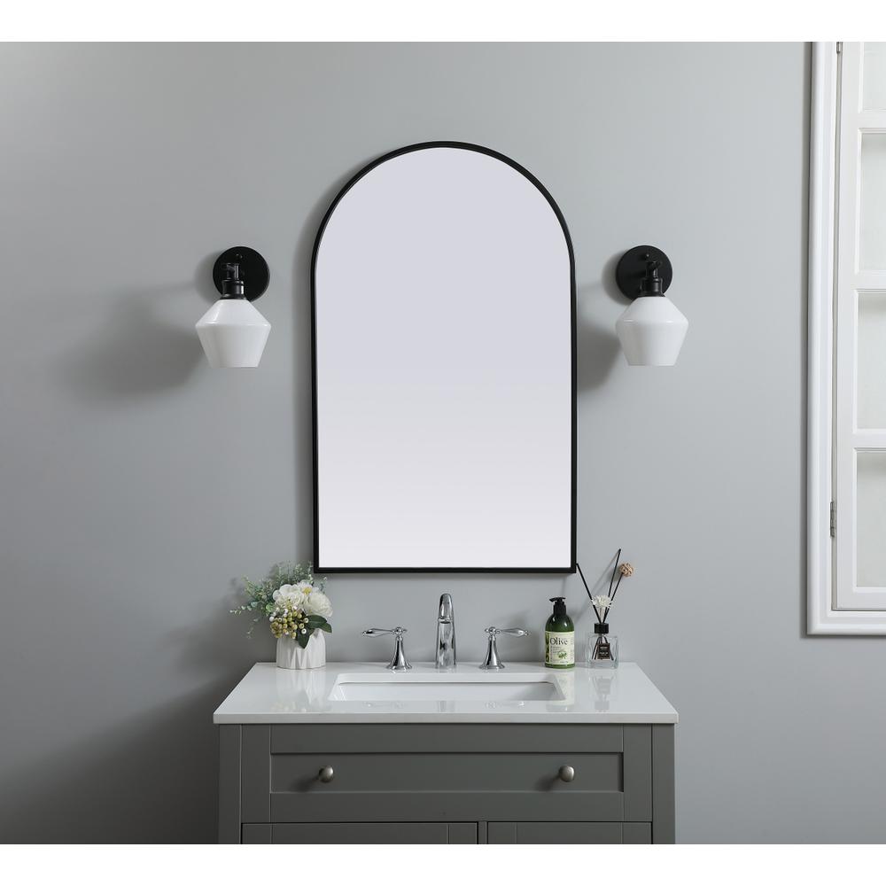 Metal Frame Arch Mirror 22x36 Inch in Black. Picture 9