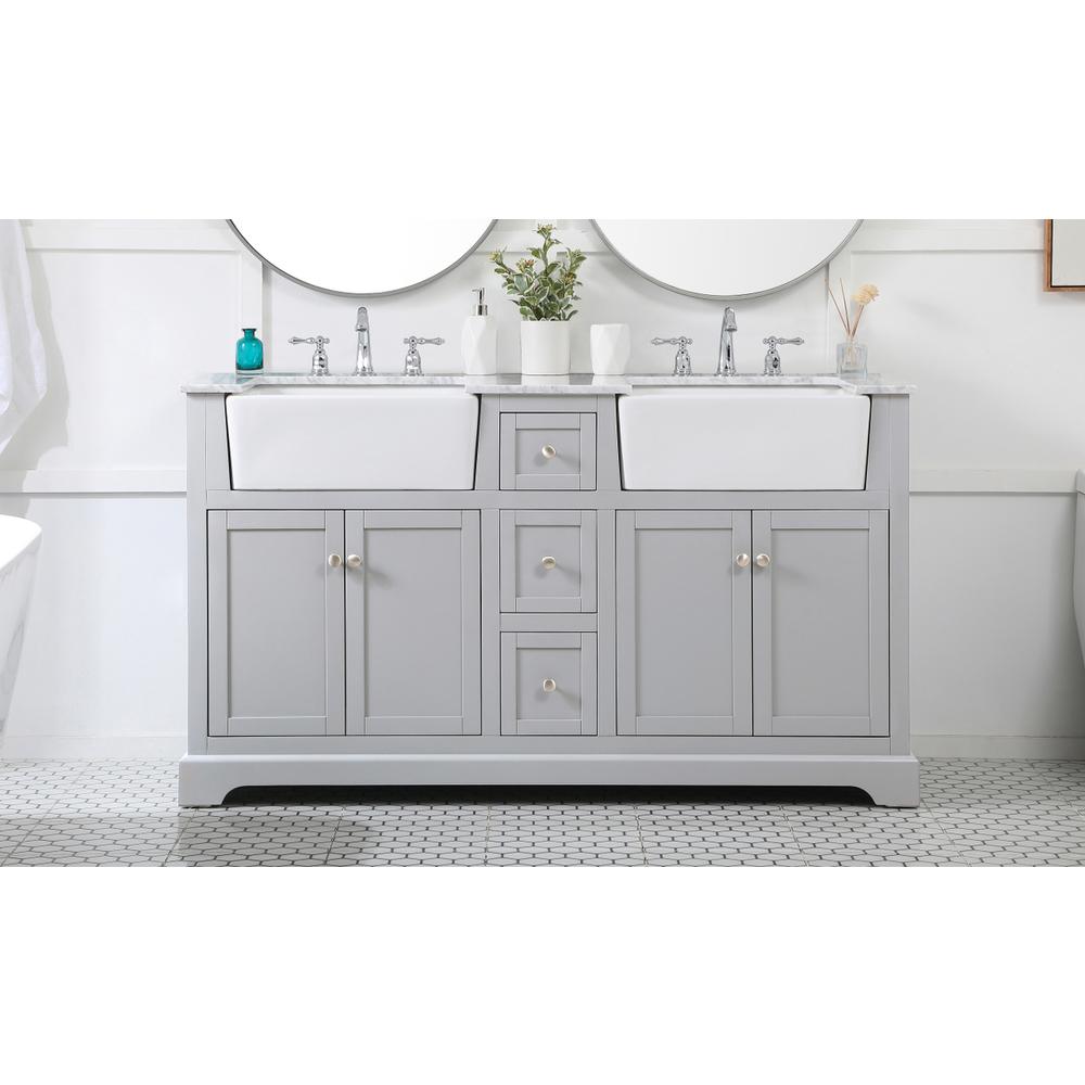 60 inch double bathroom vanity in grey. Picture 14