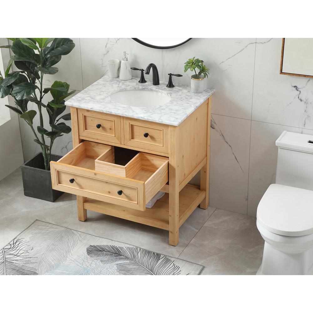 30 inch Single bathroom vanity in natural wood. Picture 3