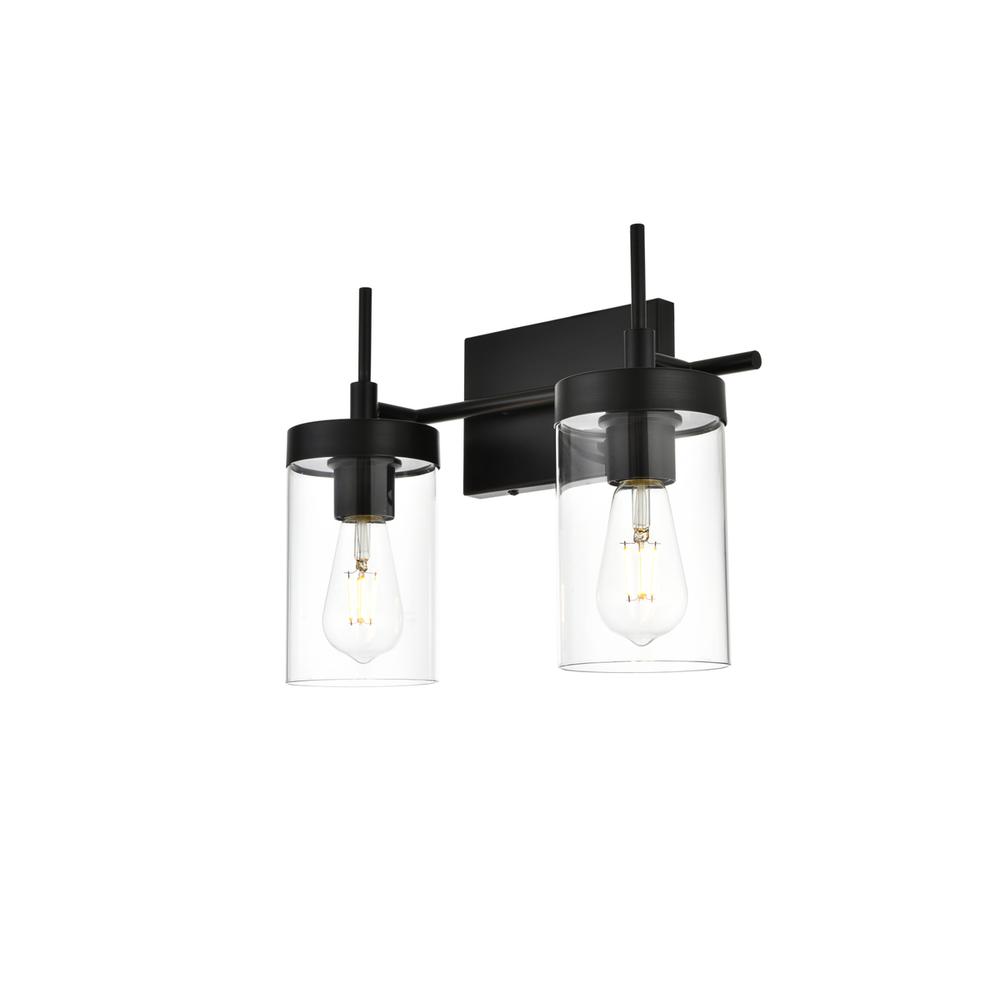 Benny 2 light Black and Clear Bath Sconce. Picture 2