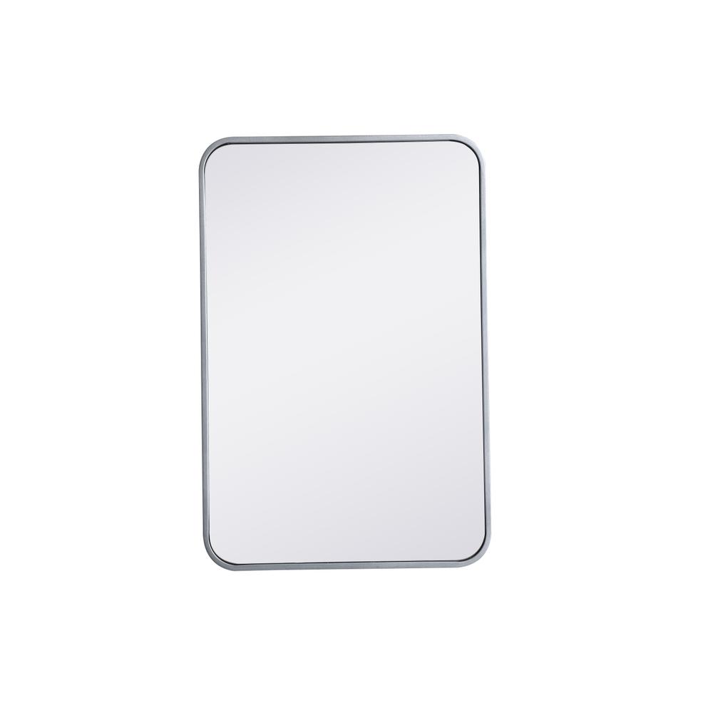 Soft corner metal rectangular mirror 20x30 inch in Silver. Picture 1