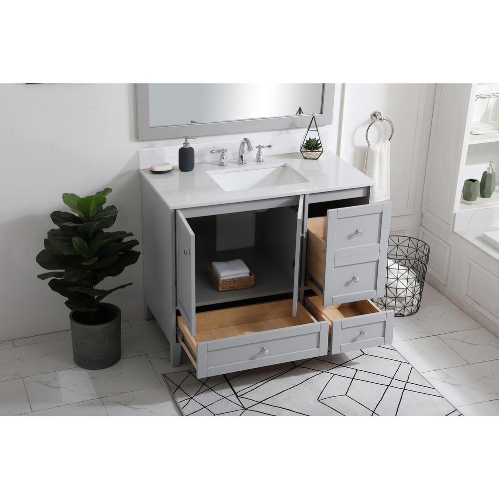 42 inch Single Bathroom Vanity in Grey with Backsplash. Picture 3