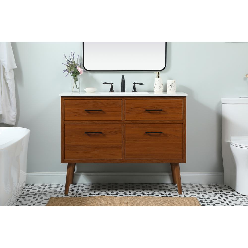 42 inch Single bathroom vanity in teak. Picture 14