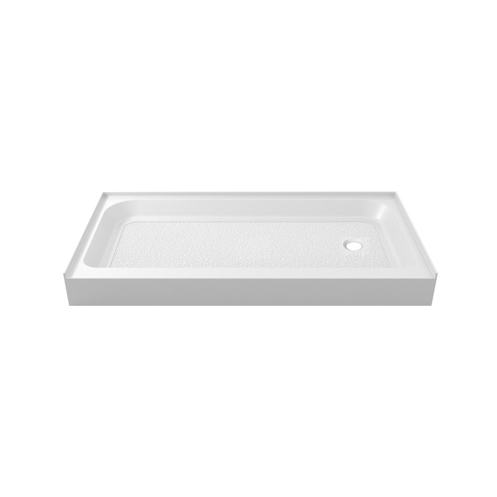 60x32 inch Single threshold shower tray right drain in glossy white. Picture 7