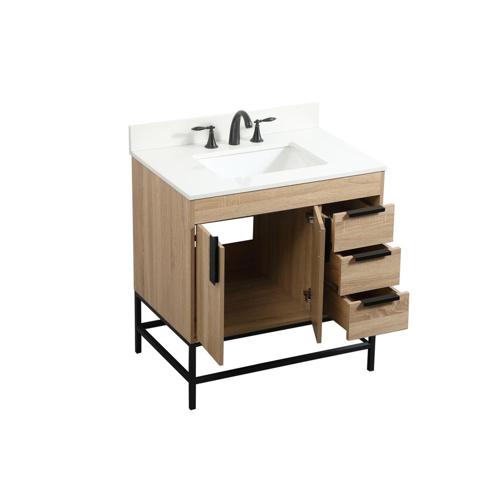 32 inch Single bathroom vanity in mango wood with backsplash. Picture 9