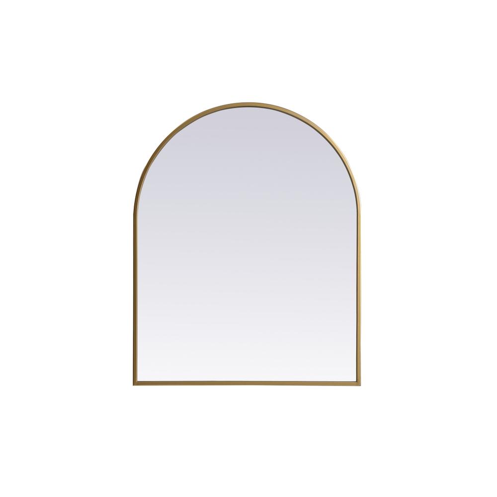 Metal Frame Arch Mirror 24x30 Inch in Brass. Picture 1