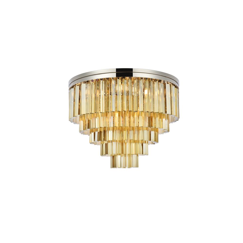 Sydney 17 light polished nickel Flush Mount Golden Teak. Picture 1