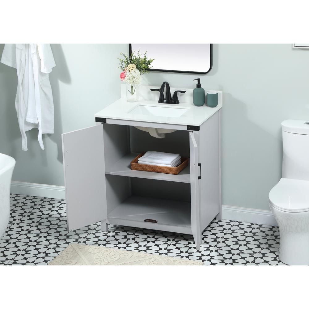 30 inch Single bathroom vanity in grey with backsplash. Picture 3