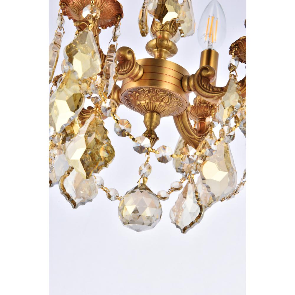 Lillie 4 light French Gold Pendant Golden Teak (Smoky) Royal Cut Crystal. Picture 3