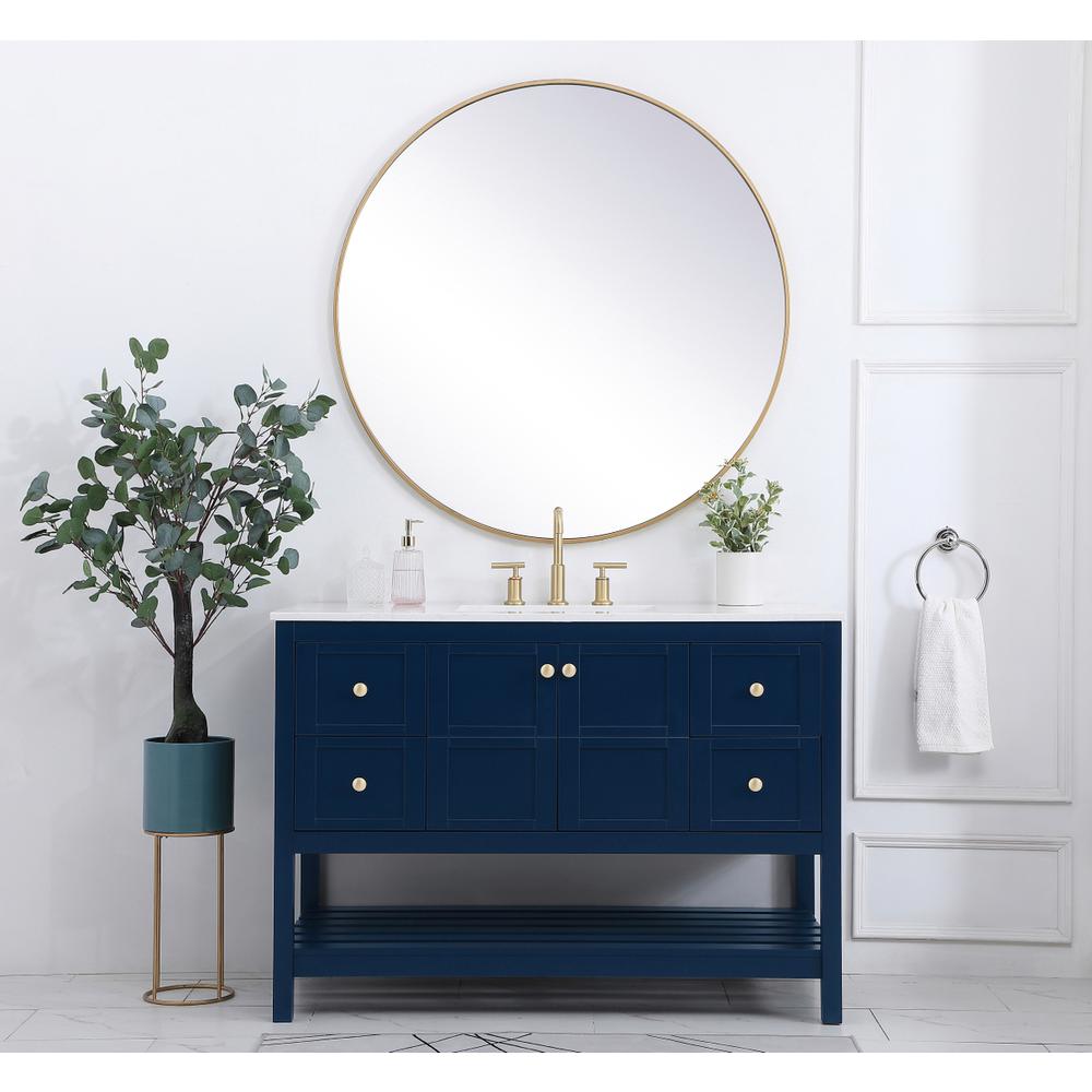 48 inch Single Bathroom Vanity in Blue. Picture 4