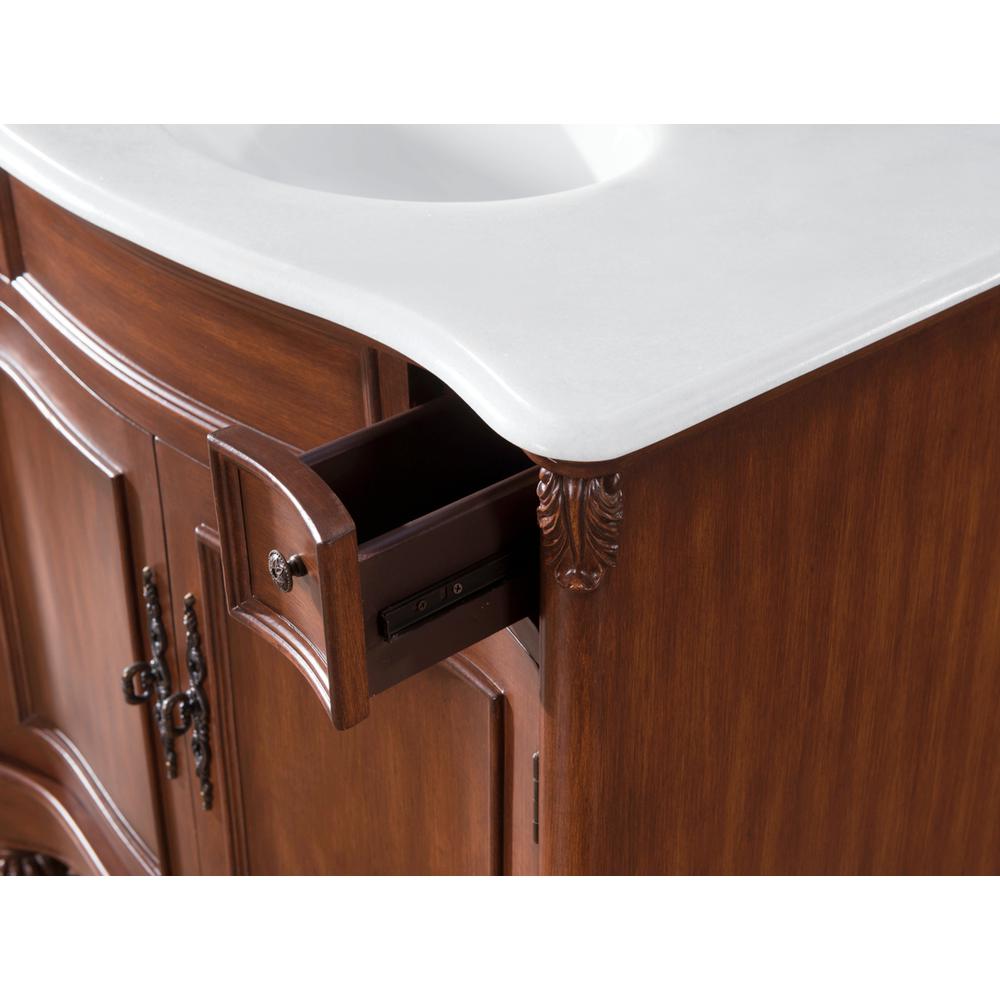 36 inch Single Bathroom vanity in brown with ivory white engineered marble. Picture 7
