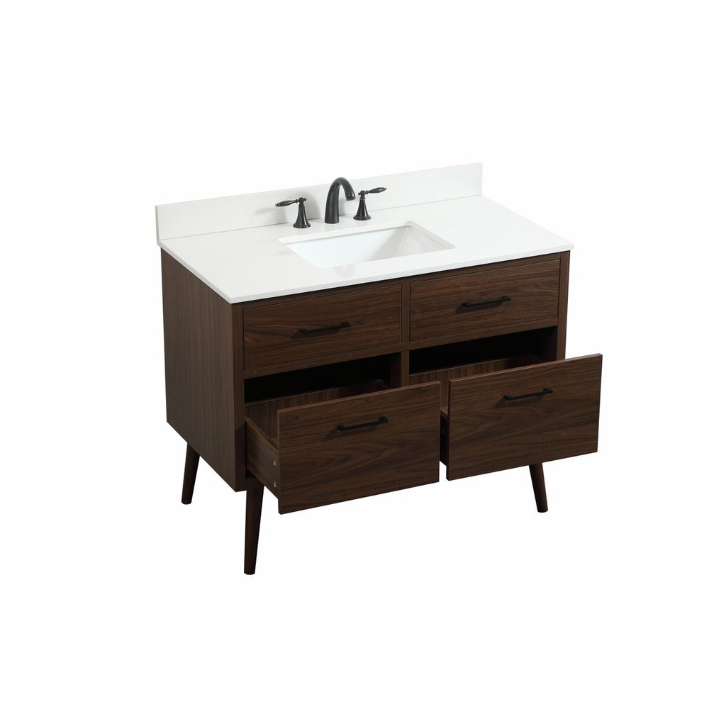 42 inch Single bathroom vanity in walnut with backsplash. Picture 9