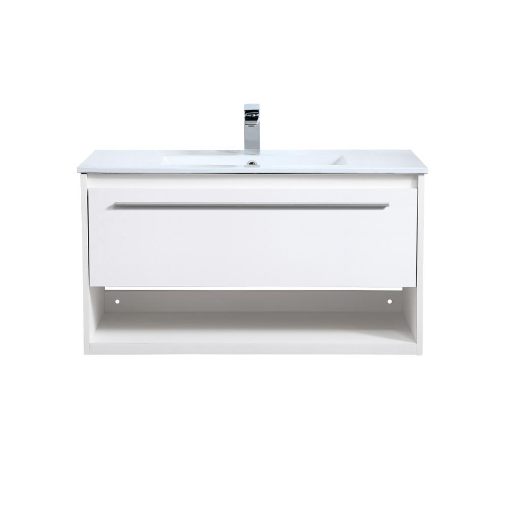 36 inch  Single Bathroom Floating Vanity in White. Picture 1