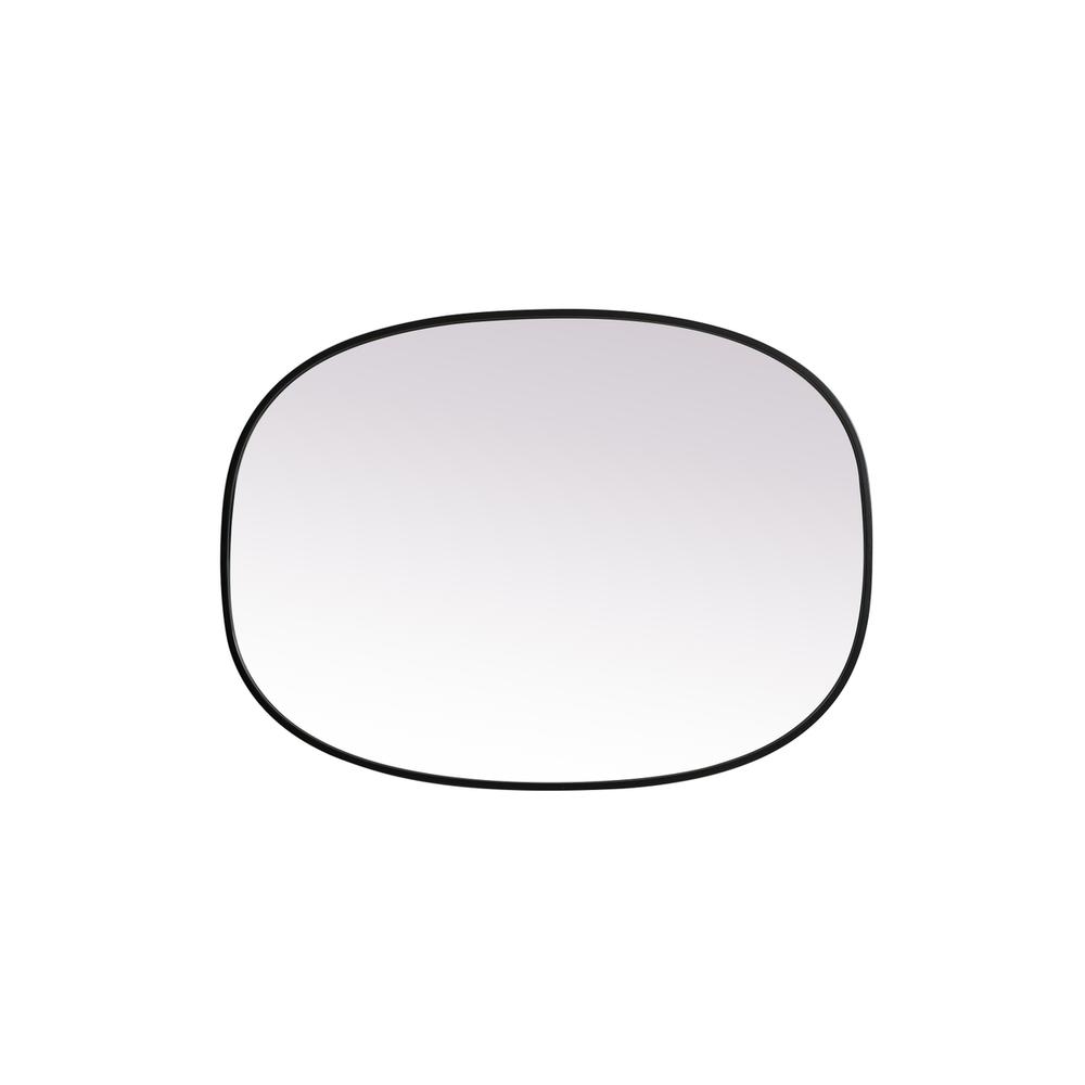 Metal Frame Oval Mirror 27x36 Inch in Black. Picture 8