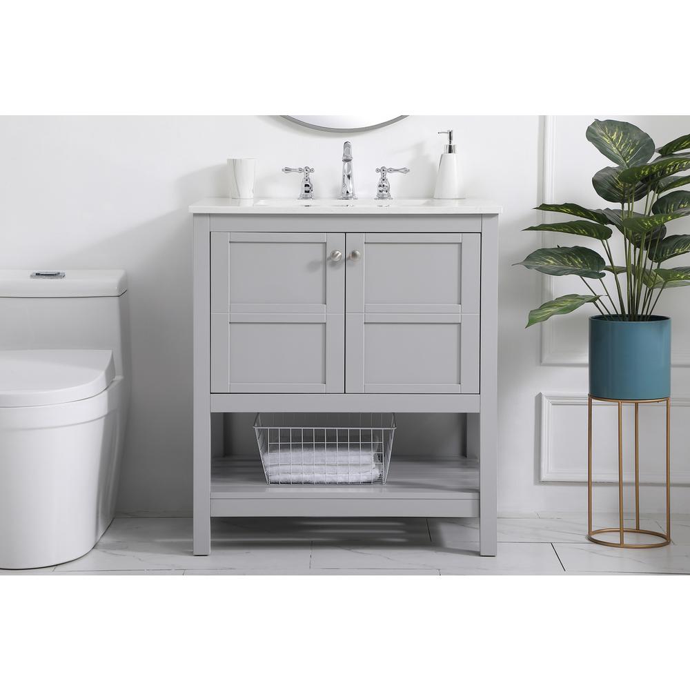 30 inch Single Bathroom Vanity in Gray. Picture 14