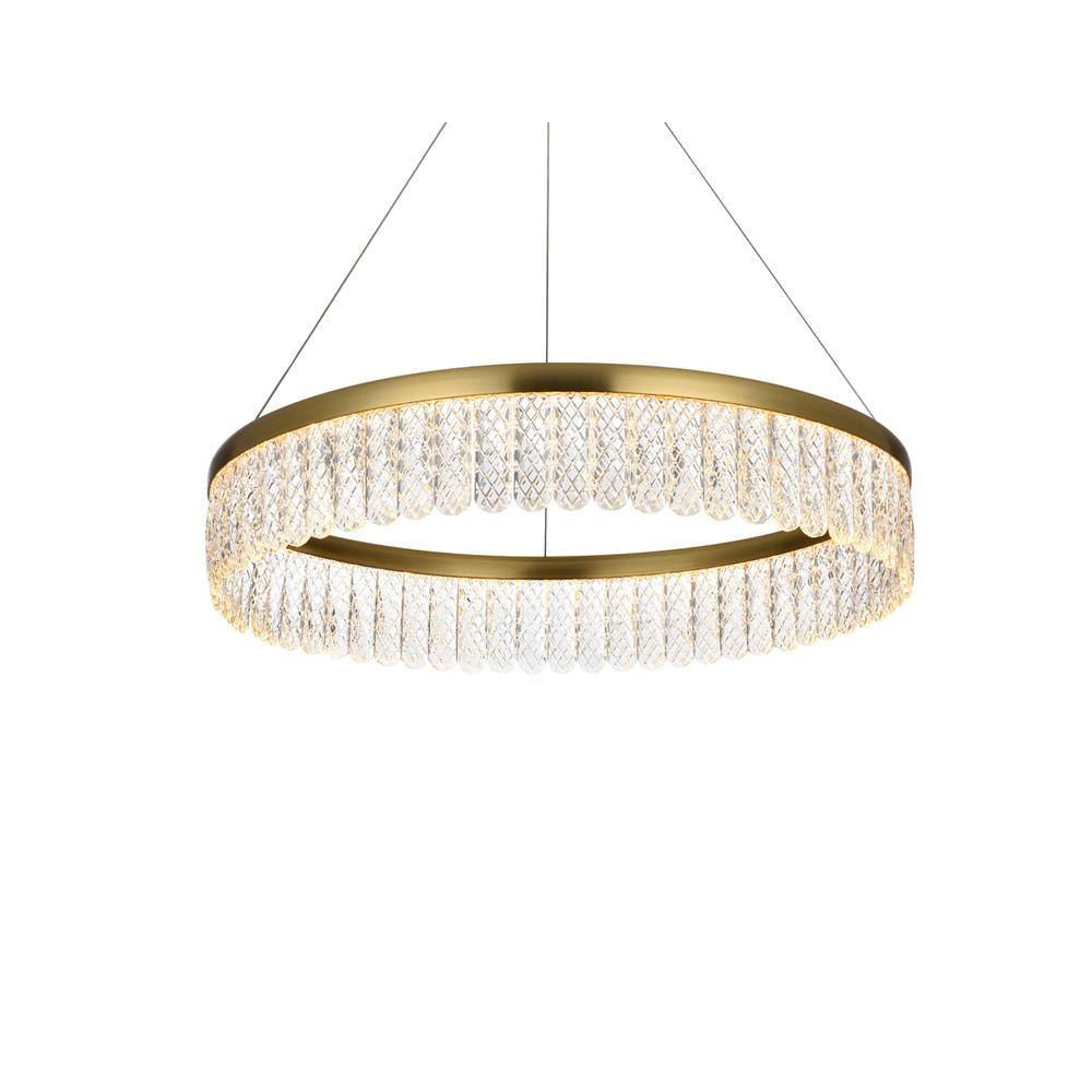 Rune 24 inch Adjustable LED chandelier in Satin Gold. Picture 4