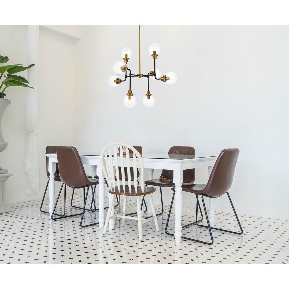 Hanson 8 lights pendant in black with brass with clear shade. Picture 8