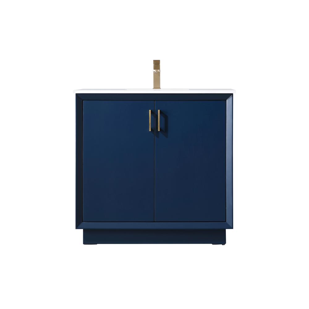 36 Inch SIngle Bathroom Vanity In Blue. Picture 1
