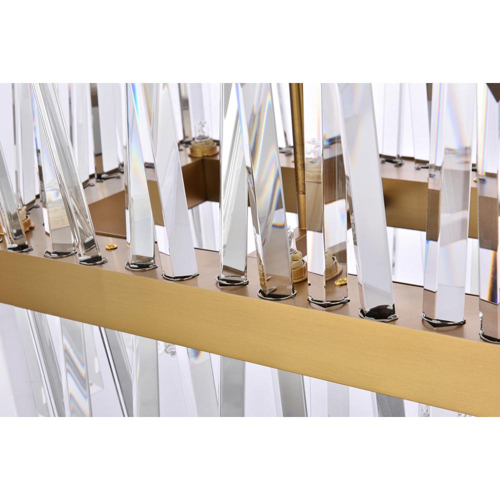 Serephina 30 inch crystal rectangle chandelier light in satin gold. Picture 4