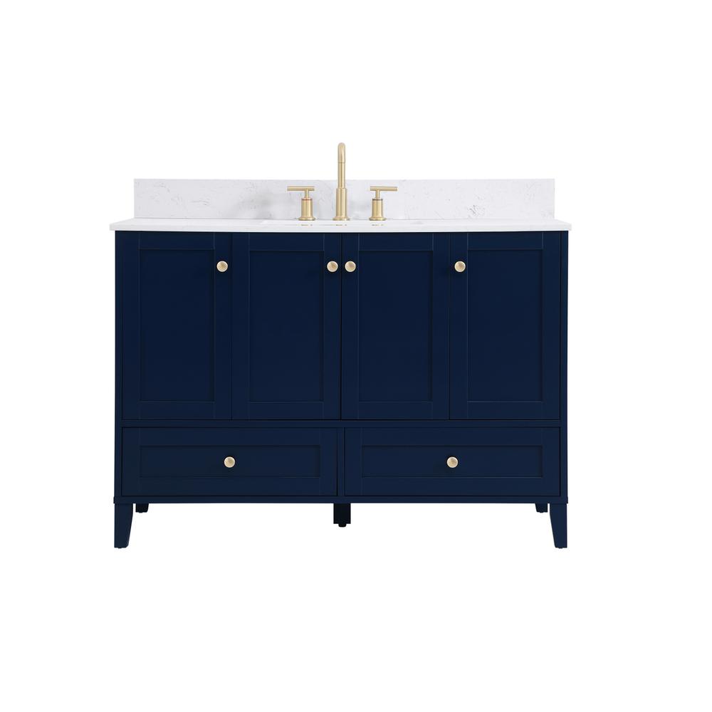 48 inch Single Bathroom Vanity in Blue with Backsplash. Picture 1