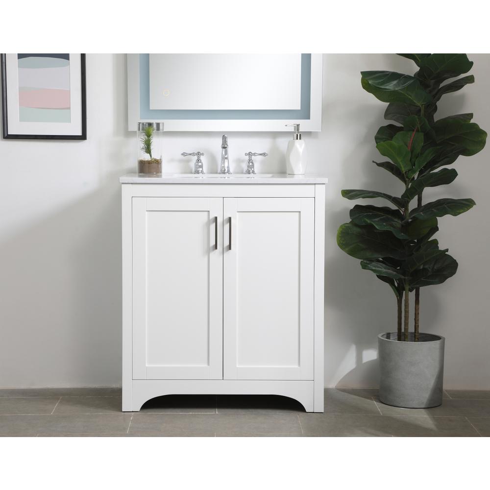 30 inch Single Bathroom Vanity in White. Picture 14