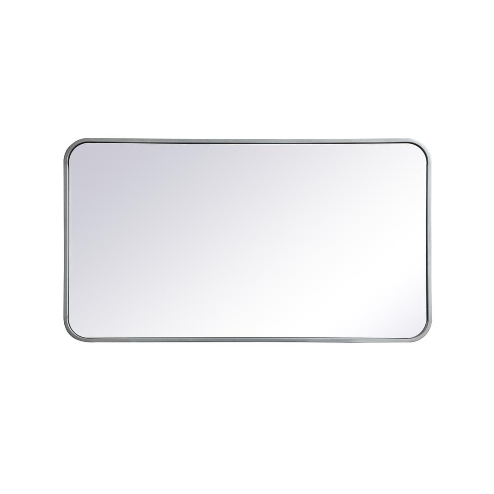 Soft corner metal rectangular mirror 20x36 inch in Silver. Picture 6