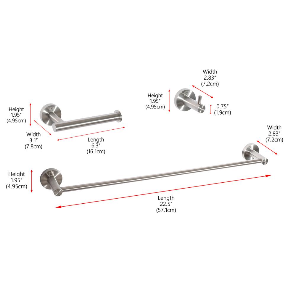 Freya 3-Piece Bathroom Hardware Set in Brushed Nickel. Picture 13