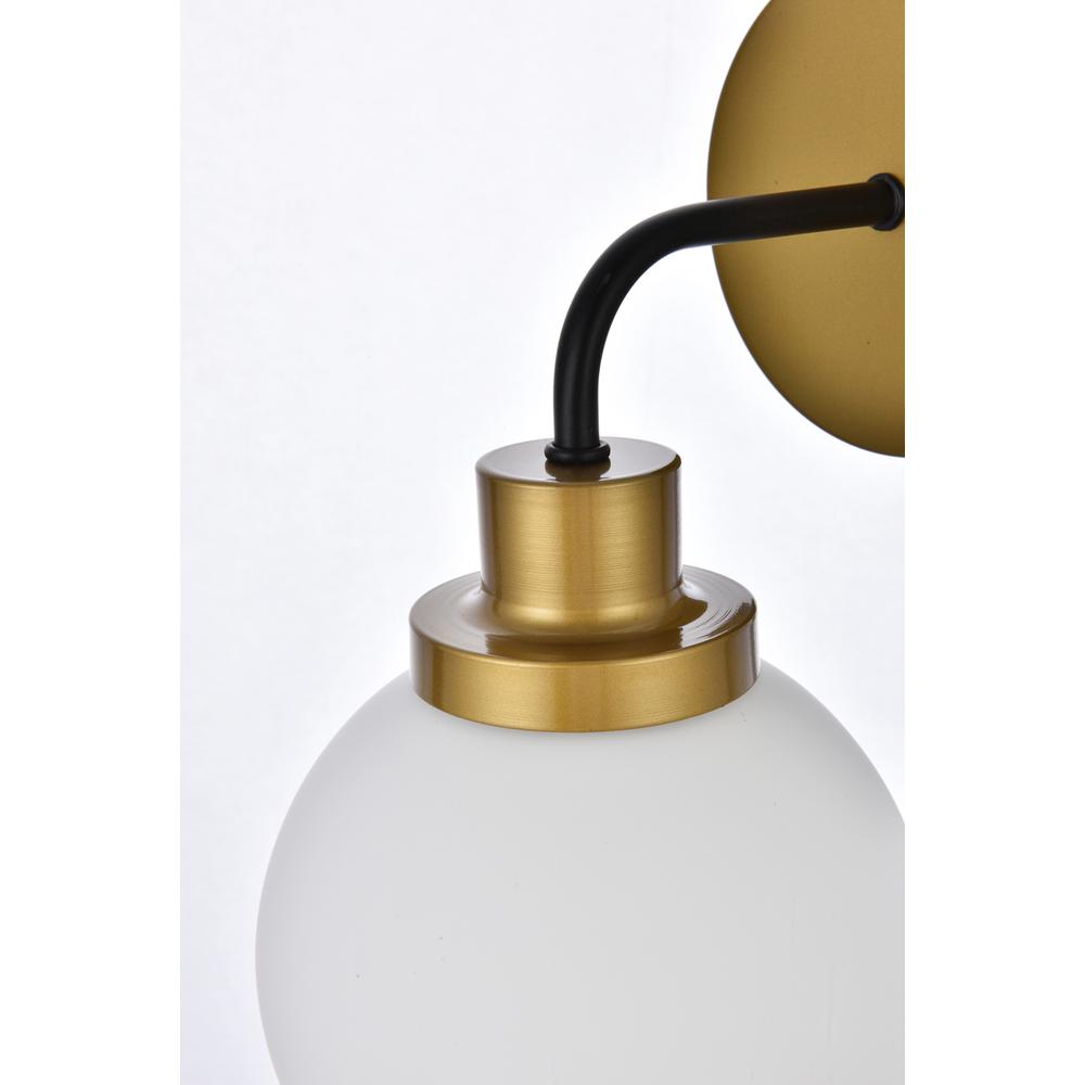 Hanson 1 light bath sconce in black with brass with frosted shade. Picture 4