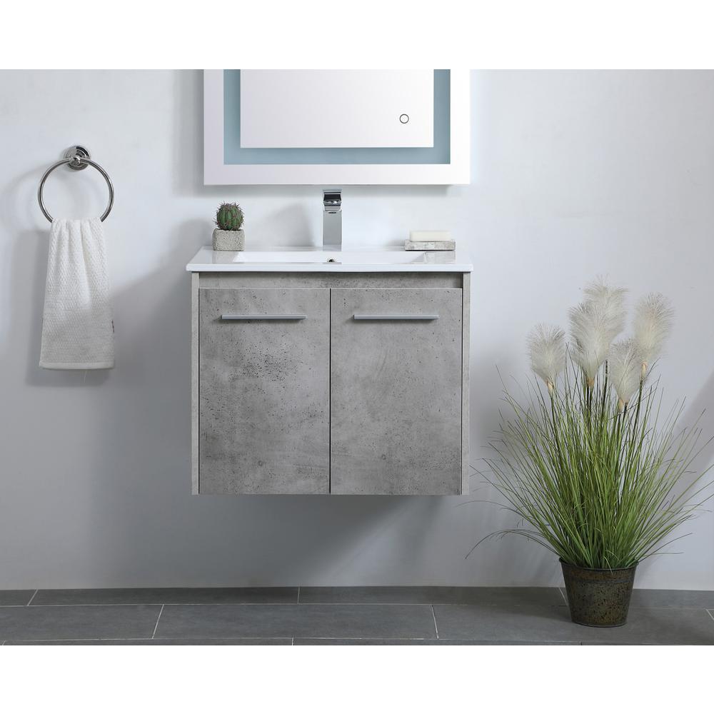 24 inch  Single Bathroom Floating Vanity in Concrete Grey. Picture 13