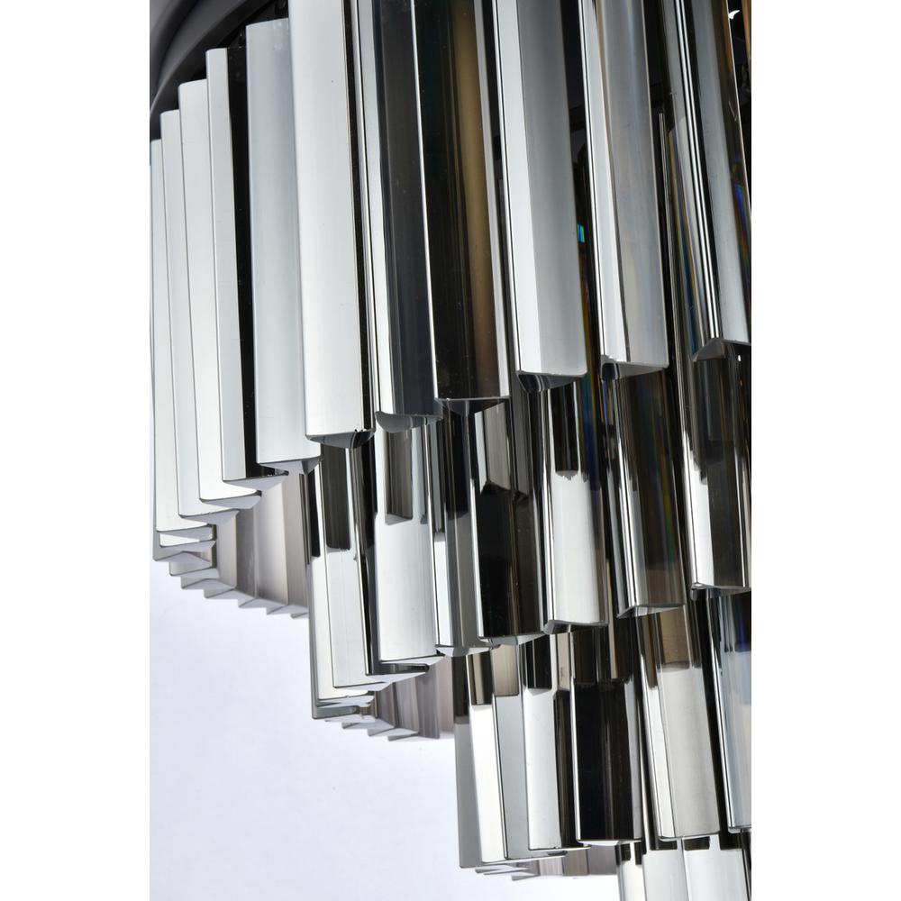 Sydney 17 light Matte Black Flush Mount Silver Shade (Grey) Royal Cut Crystal. Picture 5