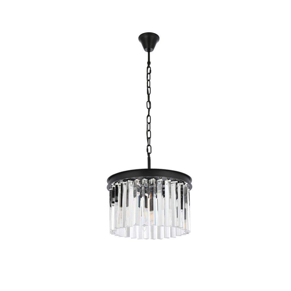 Sydney 3 light Matte Black Pendant Clear Royal Cut Crystal. Picture 6
