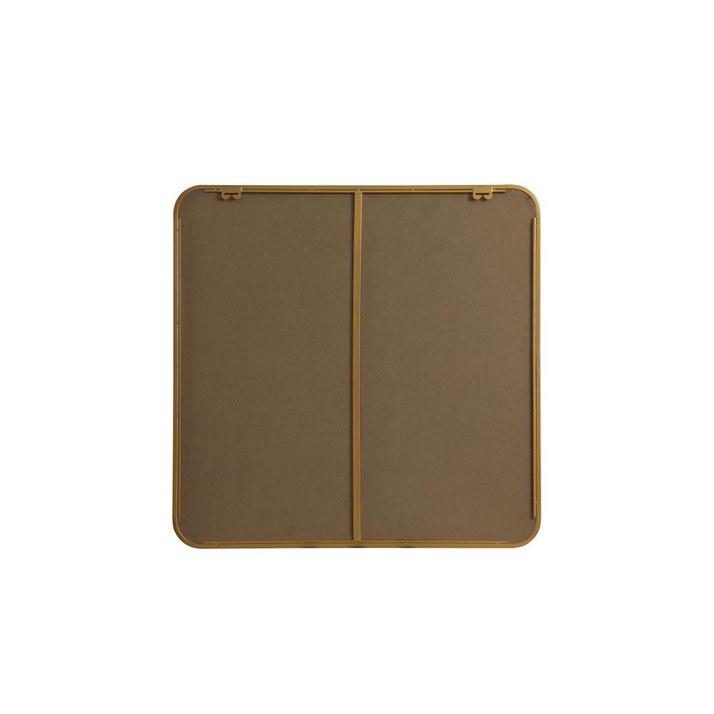 Soft corner metal square mirror 30x30 inch in Brass. Picture 8