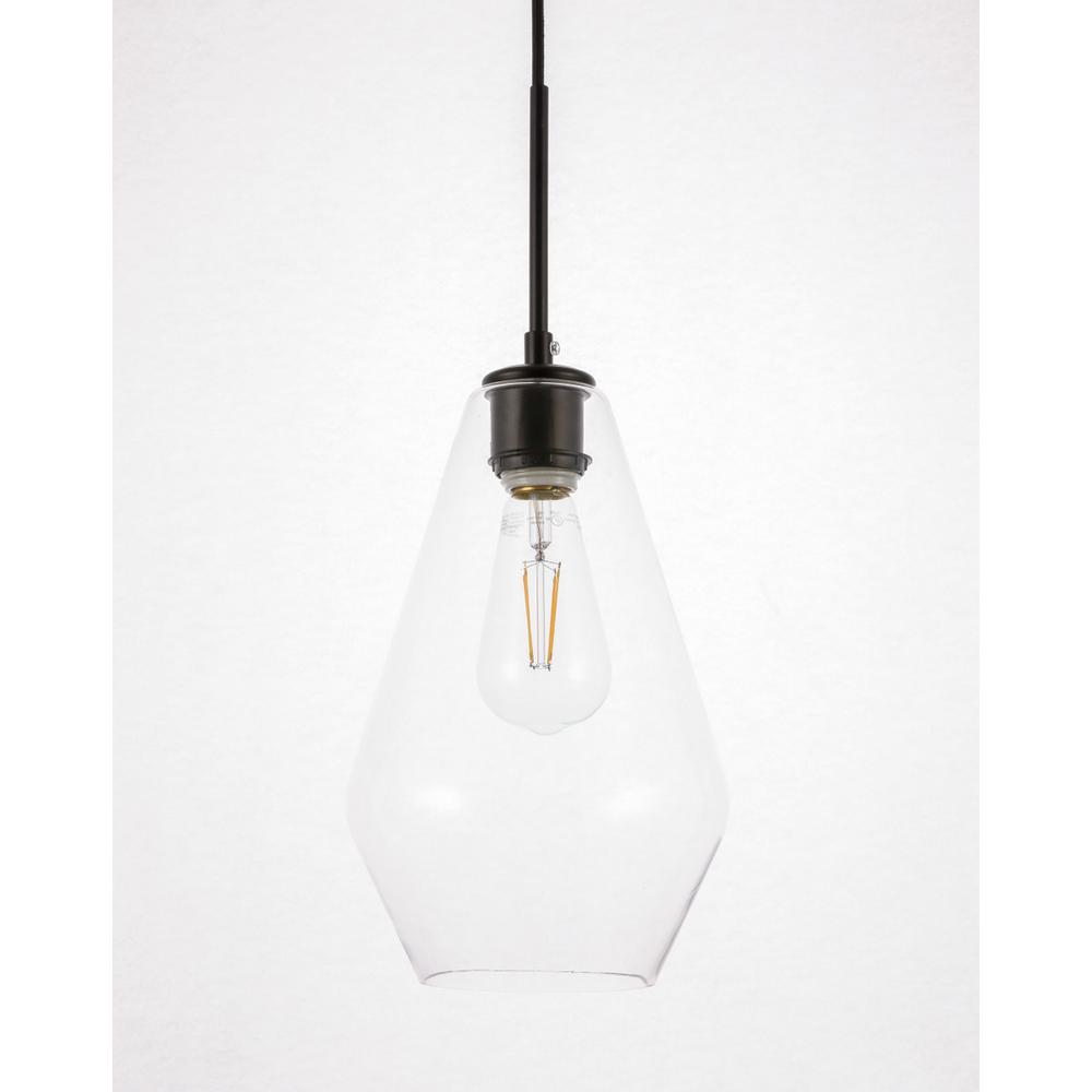 Gene 1 light Black and Clear glass pendant. Picture 9