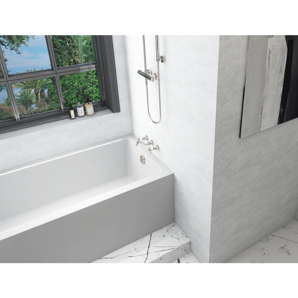 Alcove soaking bathtub 32x60 inch right drain in glossy white. Picture 6
