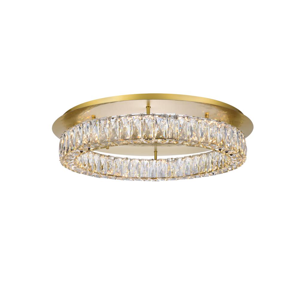 Monroe LED light gold Flush Mount Clear Royal Cut Crystal. Picture 1