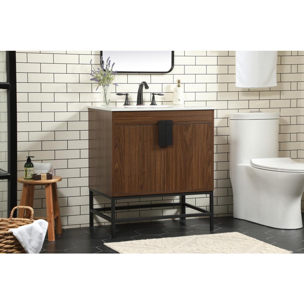 30 inch Single bathroom vanity in walnut. Picture 2