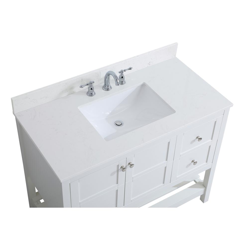 42 inch Single Bathroom Vanity in White with Backsplash. Picture 10