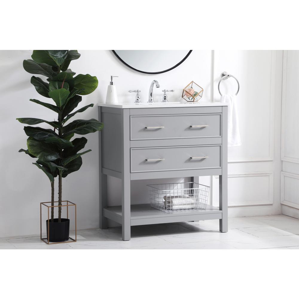 30 inch Single Bathroom Vanity in Grey. Picture 2