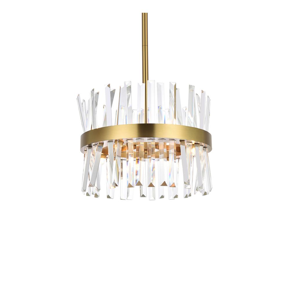 Serephina 16 inch crystal round pendant light in satin gold. Picture 2