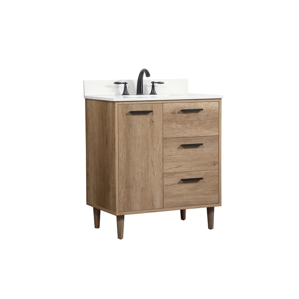 30 inch Single bathroom vanity in natural oak with backsplash. Picture 7