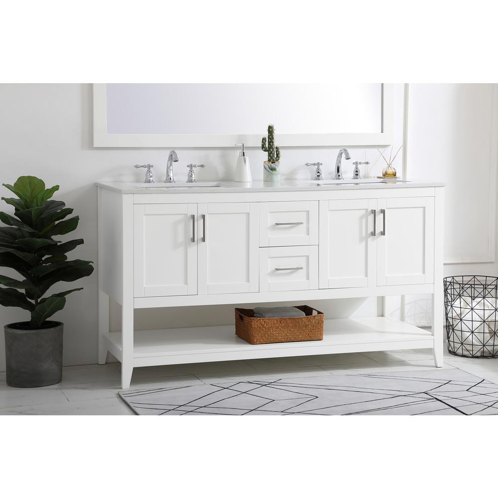 60 inch Double Bathroom Vanity in White. Picture 2