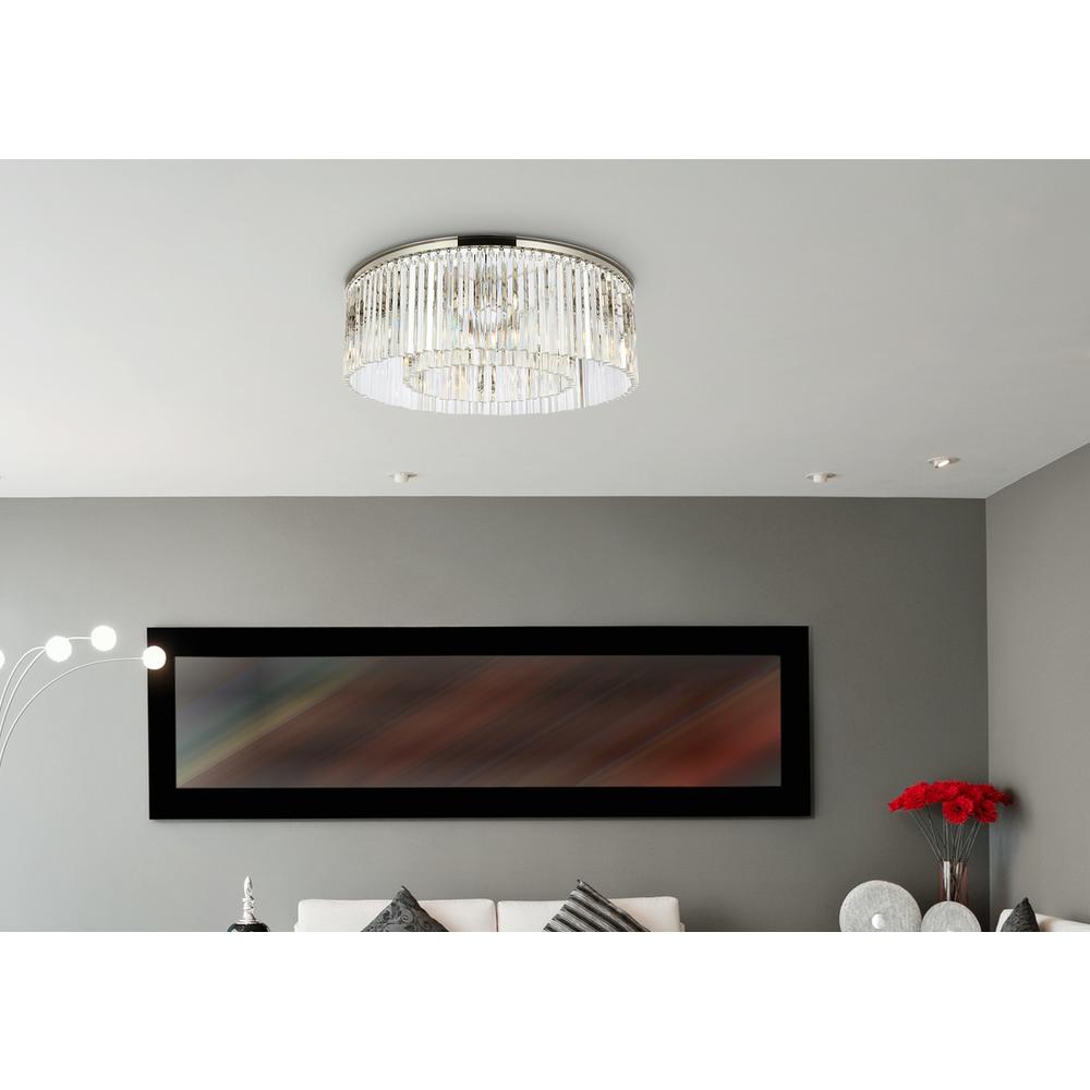 Sydney 10 light polished nickel Flush Mount Clear Royal Cut Crystal. Picture 8